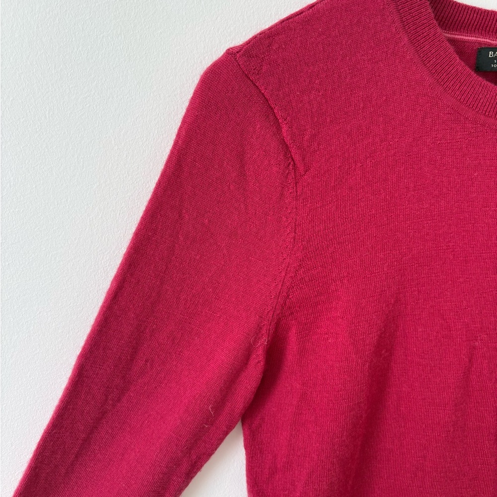 Banana Republic 100% Fine Merino Wool Crewneck Sweater Raspberry Pink Size SP - Picture 4 of 6